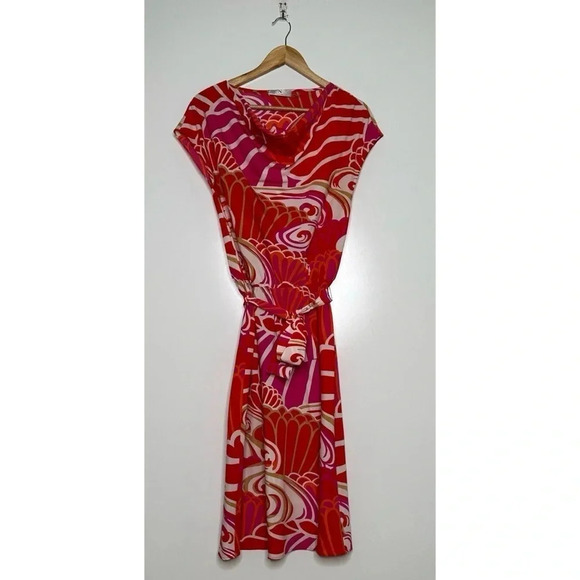 Natori Abstract Floral Cowl Neck Tie Waist Dress Size XS - Picture 1 of 7